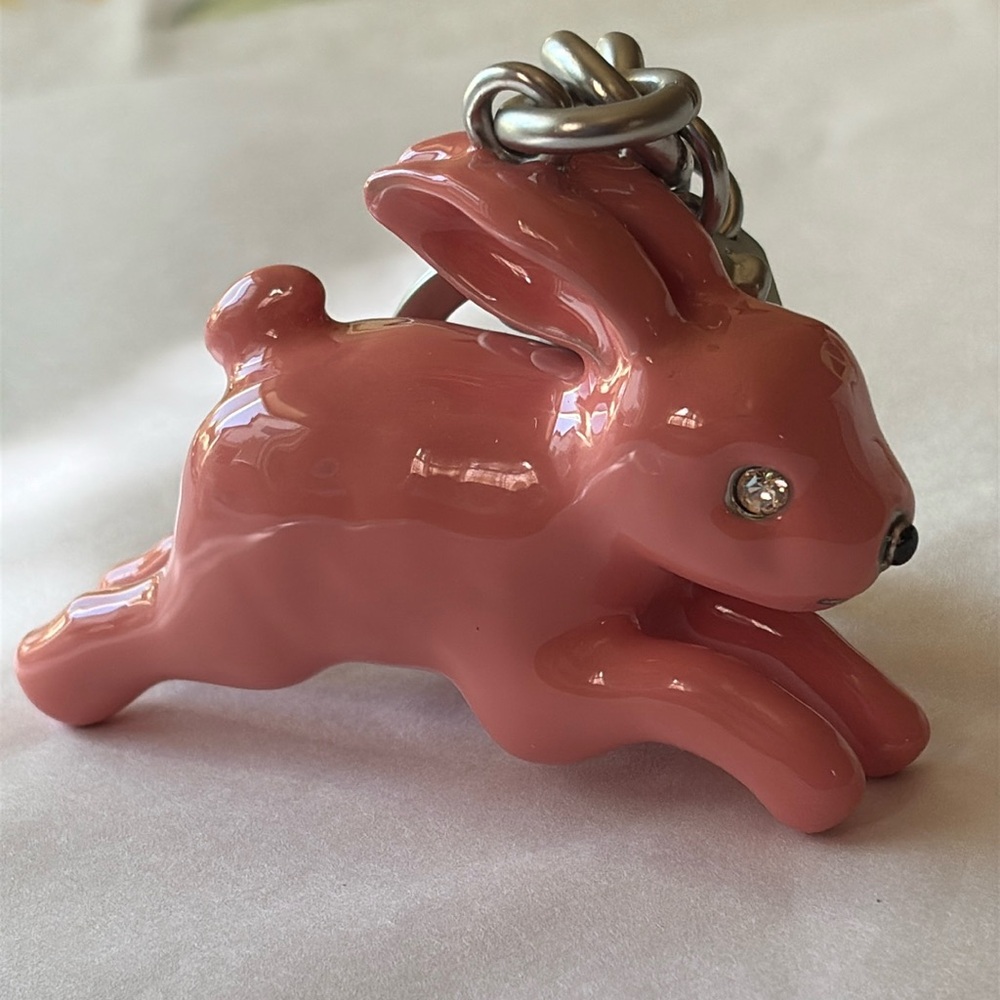 🐰🌸🐰Coach Silver and Pink Bunny Charm Key Chain 🐰🌸🐰  NWT 🐰🌸🐰 - Picture 12 of 16